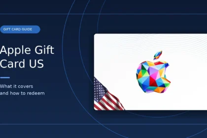 Apple Gift Card US product image with a guide to uses and redemption