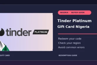 Tinder Platinum Gift Card Nigeria redemption guide with original product artwork