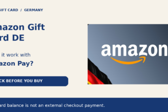 Amazon Gift Card DE artwork beside an Amazon Pay compatibility question
