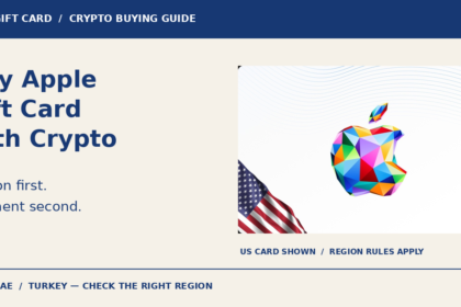 Guide to buy apple gift card with crypto, showing King Gift’s Apple US card artwork
