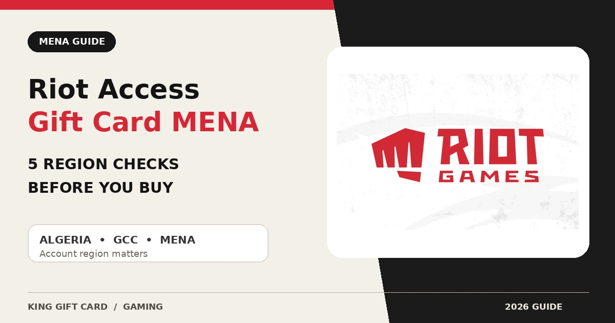 Riot Access Gift Card MENA region guide using the official Riot Games product artwork